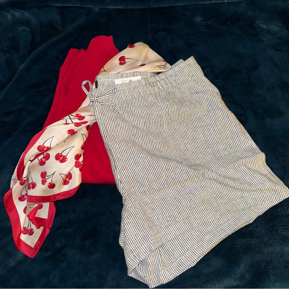 NEW! J. CREW Factory Linen Blend Striped Drawstring Shorts Grey/Wh. 3X GORGEOUS - Picture 6 of 12